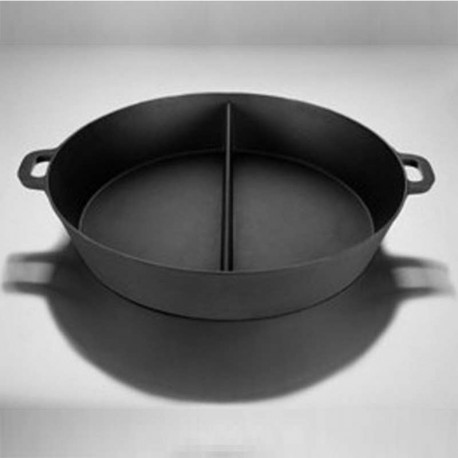 Poêle géante 50cm en fonte avec 1 séparation et 2 poignées