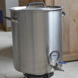 Cuve brassage inox 80 litres avec thermomètre, vanne, fond filtrant