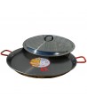 Plat à Paella en acier 46cm + couvercle inox