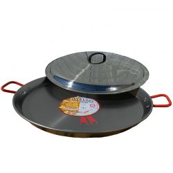 Plat à Paella en acier 60cm + couvercle inox