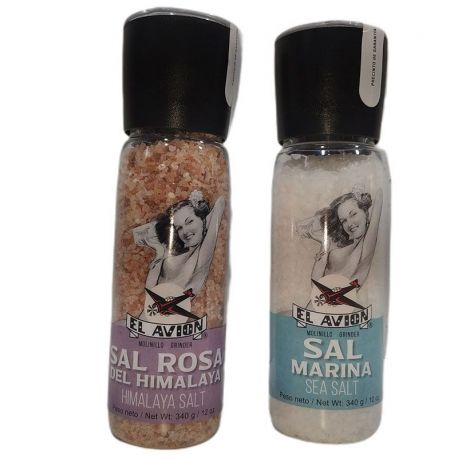 Moulins de sel rose de l'Himalaya et de sel de mer - 2 x 340g