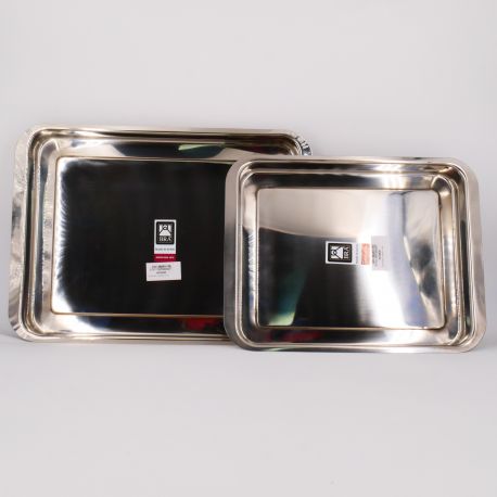 Lot de deux plat à rotir rectangle en inox x cm et x cm BRA