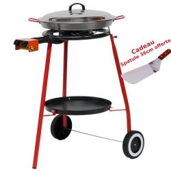 Kit à paella sur roulette - 12 parts - Plat acier - Couvercle