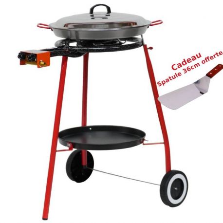 Kit à paella sur roulette - 20 parts - Plat acier - Couvercle